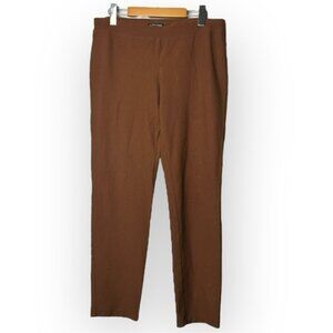 Eileen Fisher System Washable Stretch Crepe Slim Ankle Pant in Cinnamon M